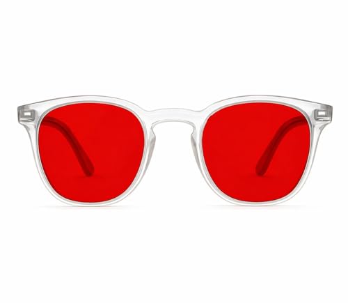 Image of Premium Red Tinted 100% Blue - Green Light Blocking Glasses 550nm Cutoff | Circadian Rhythm Sleep Glasses for Night | Melatonin Support & Deep Sleep | Biohacker Eyewear | Lab-Grade Optical Filter