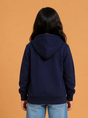 Image of Unisex Kids Solid Full Sleeve Zip Front Open Hooded Sweatshirt