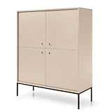 Kommode MONCTON MK104 - Beige - Metallgriffe - Breite 104 cm, Höhe 125 cm, Tiefe 39 cm