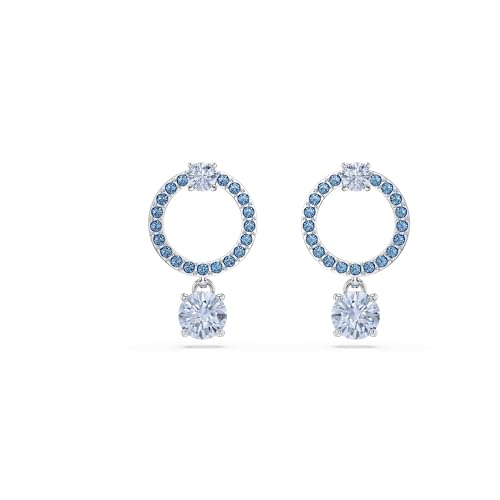 Swarovski Attract Drop-Ohrhänger, Rundschliff, Blau, Rhodiniert