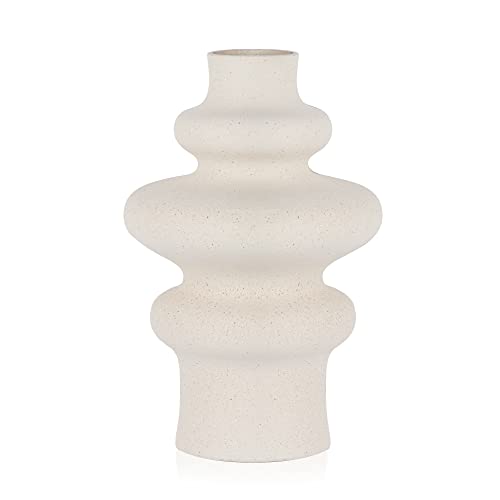 The7boX Vases en céramique givrés Blancs, Arrangement de Fleurs de Vase Blanc irrégulier Art Minimalisme Moderne Lignes ondulées Vase à Fleurs Vase Parfait pour la décoration de la Maison