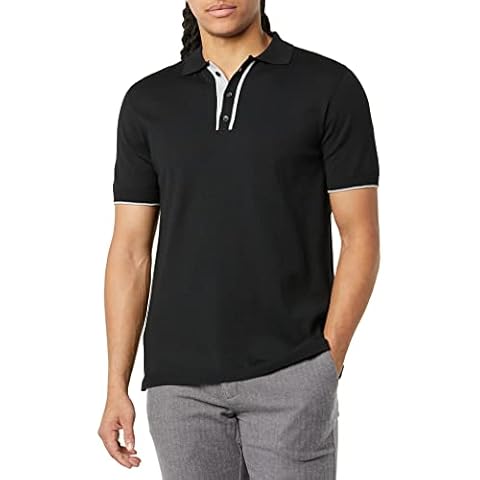 The Knitwear Lab Men's 3D Short Sleeve Polo Sweater Heather Black Large Cover