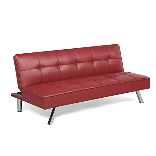 Serta Rane Vegan Leather Futon, Red