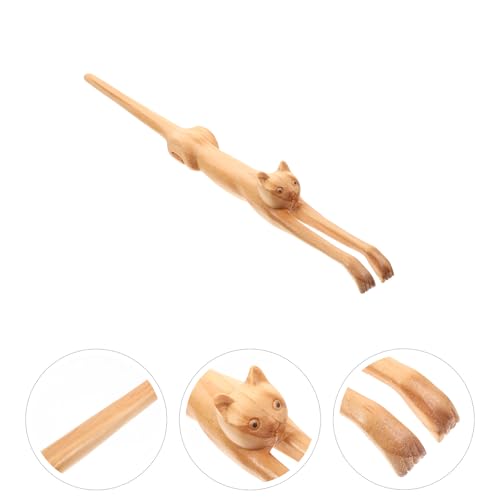 Gratte-dos de forme chat en bois de surface lisse outil de massage - 7