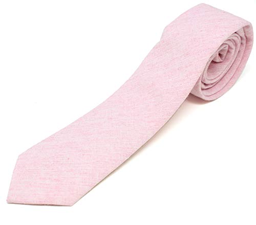 Image of Men's Chambray Cotton Skinny Necktie Tie Textured Distressed Style - 2.5 inch Width