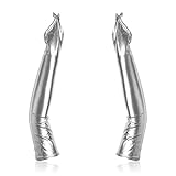Huralona Super Long Metalic Satin Gloves Faux Leather Sexy Wet Look Elbow Length Long Gloves (Fingerless-Silver)