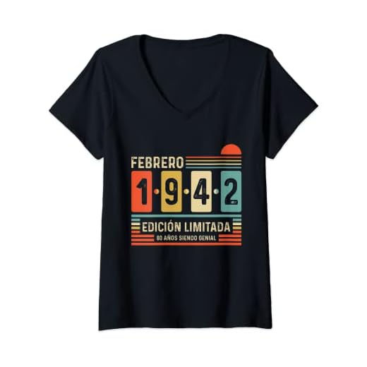 Mujer 80 Años Febrero 1942 Leyenda Regalo 80 Cumpleaños Camiseta Cuello V
