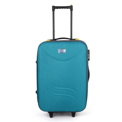 Image of Trolley Bag 20 Inch Cabin Size | Soft Shell Travel Suitcase with Reinforced Stitching Lightweight Fabric Luggage for Flight Cabin | Turqoise
