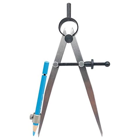 ZLKSKER 6 inch Professional Leather Work Divider, Woodworking Compass with Pencil Holder, Spring Divider Wing Compass Cover