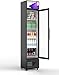 NAFCOOL Commercial Beverage Refrigerator Display Fridge,Tall Slim Single Glass Door Merchandiser Drink Cooler with LED Light Adjustable Shelves,ETL and NSF Approval,6 Cu Ft,15.4
