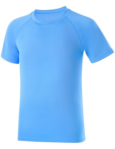 DRONIRING Boys Rash Guard Swim Shirt UPF 50+ Sun Protection Short Sleeve Rashguard Kids Quick Dry Beach Surfing Water Shirt