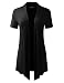 B.I.L.Y BILY Women's Classic Asymmetrical Front Short-Sleeve Drape Cardigan Black XX-Large
