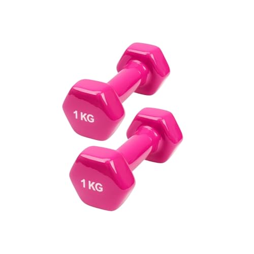 Endless Vinyl Coated Fixed Dumbbells Pair | 1 Kg Each (Total 2 Kg) | Pink | Iron with Vinyl Coating | Compact Weights for Home Gym Workout Fitness Men & Women