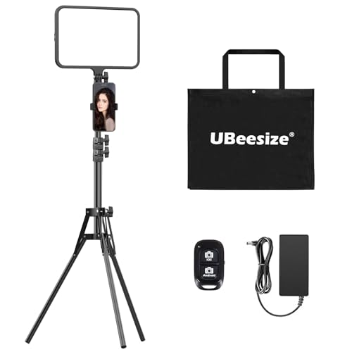 UBeesize LED Video Light Kit, Photography Lighting, 13' Studio Lights with 65' Tripod Stand and Phone Holders, Podcast Lighting for Video Recording, Make up, Live Streaming, Tiktok, YouTube