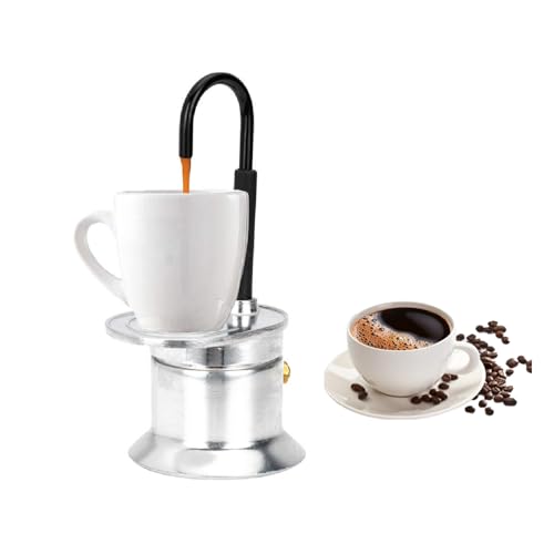 Topyond Moka a Tubo Singolo 1 Tazza, 50ml Moka Elettrica Piano Cottura Con Beccuccio in Lega Di Alluminio, Caffettiera Acciaio, Caffettiera 1 Tazza per Induzione per Feste All'aperto E Viaggi