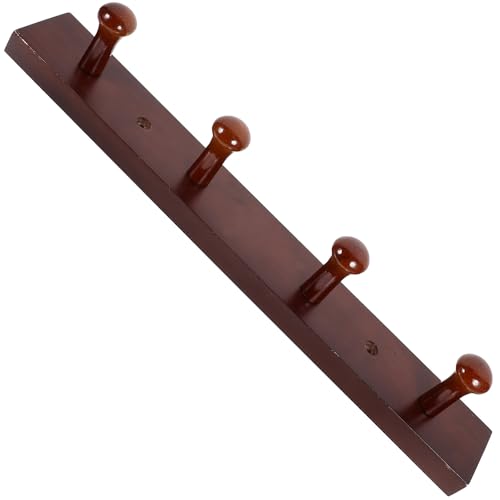 RUNROTOO Perchero de Pared de Madera Maciza con Ganchos Robustos para Abrigos Toallas Sombreros y Bolsos Organizador Vintage para Entrada Baño y Dormitorio Color Nogal