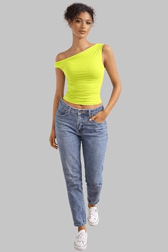 Image of London Hills Off Shoulder Tshirt for Women | Off Shoulder Top for Women Stylish | Concert Tops for Womens | Tops for Women Western | Tops for Woman | Women T-Shirts | Women's One Shoulder Top