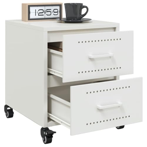 Table de chevet mobile 2 tiroirs petite commode de nuit blanche 36cm