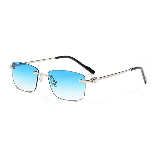 Gafas de sol sin montura MUTYNE para hombres con lentes negras de diseño cuadrado retro