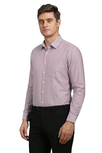 Louis Philippe Men's Easy to Iron Everyday wear Premium Cotton Full Sleeve Stripe Formal Shirt