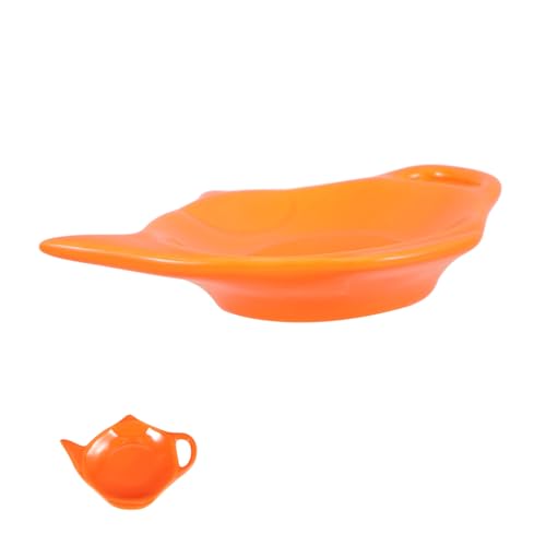 COLLBATH Cute Ceramic Teabag Holder Dish Teapot Shaped Rest for Tea Bags and Condiments Sturdy Heat Resistant Coaster Tray for Breakfast Tables Kitchens and Party Snacks