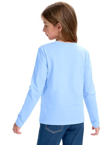 Image of KEREDA Girls Long Sleeve Shirts Soft Cotton T-Shirts Crewneck Basic Tees for Kids and Teen Girls Tops Clothes