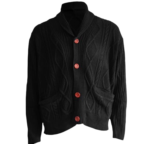 Christmas Sweater Men Vintage Cardigan Sweater Irish Twisted Casual Loose Button Down Cable Knitted Sweater Pockets4