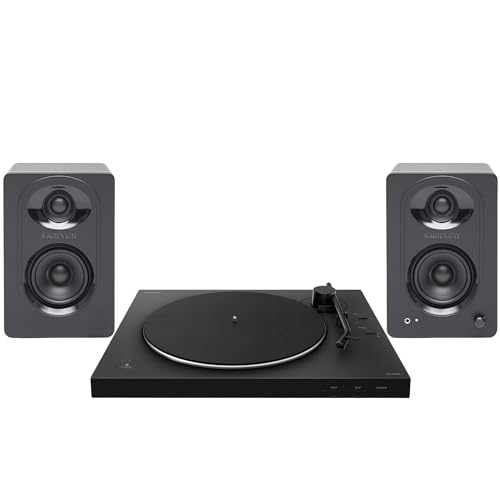 Sony PS-LX310BT Bluetooth Wireless Turntable - High-Fidelity Vinyl Record Player with Bluetooth Connectivity Bundle with SAM30 3-Inch Powered Studio Monitors Pair (Black) (2 Items)