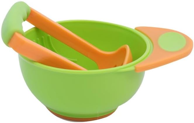 Adore Bravo! Baby Food Grinding Cum Feeding Bowl, Portable Baby Food Masher & Serving Bowl for Baby weaning Food Preparation (Green)