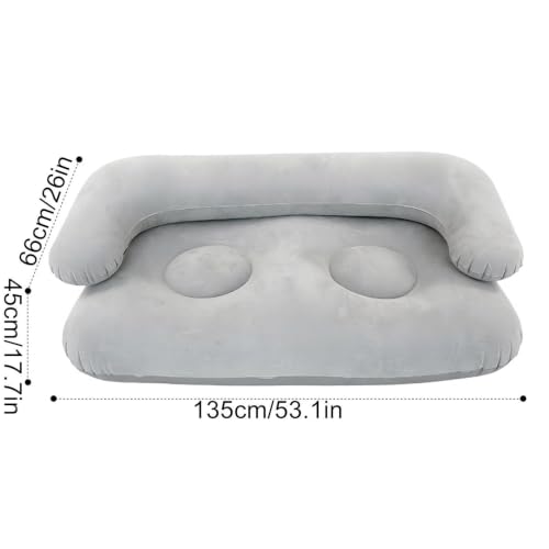Sofa gonflable double avec accoudoirs et surface floquée pliable pour voyage - 5