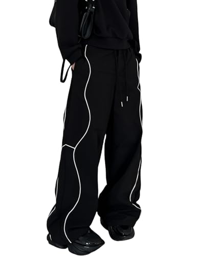 FCOOLYEET Baggy Pants Y2k Men Goth Hip Hop Pants Aesthetic Track Pants Harajuku Parachute Pants for Men