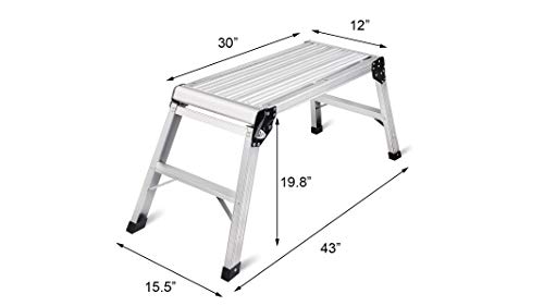 Work Platform Step Ladder Heavy Duty Foldable Aluminum Platform 330 Lbs Capacity #TOP5