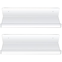 Estanteria Metacrilato Transparente pzihao 2 Piezas Estantería de Pared de Acrílico Transparente, Baldas Flotantes Invisible, Estante Repisa Flotantes de Pared para Libros Estanterías de Exhibición