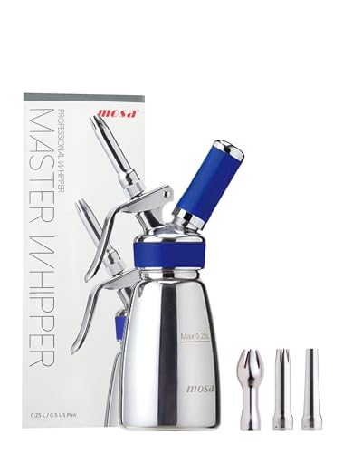 Mosa Professional 250mL Blue Stainless Steel Whipped Cream Dispenser