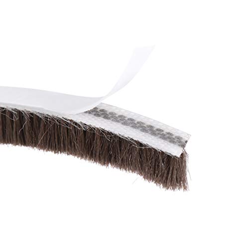 uxcell Brush Weather Stripping,Adhesive Felt Door Seal Strip Pile Weatherstrip Door Sweep Brush for Door Window 590.6Inch L X 0.31Inch W(15000mm X 8mm) Brown