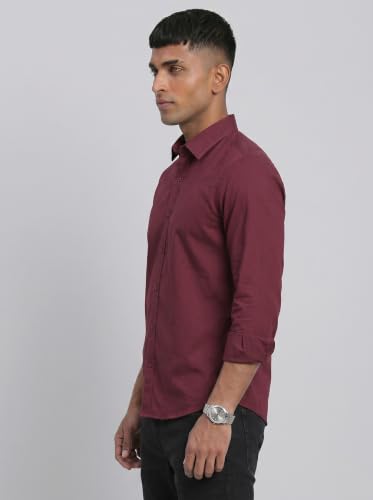 Image of DOXIC Men's Cotton Shirt with Spread Collar Neck Full Sleeves Classic Style Solid Pattern Regular Fit and Standard Length | Formal & Casual Wear Shirts