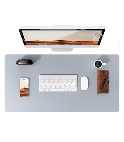 Sottomano pelle Tappetino per computer da scrivania per mouse e tastiera di grandi dimensioni Protezione da per ufficioLight Gray60x35 cm