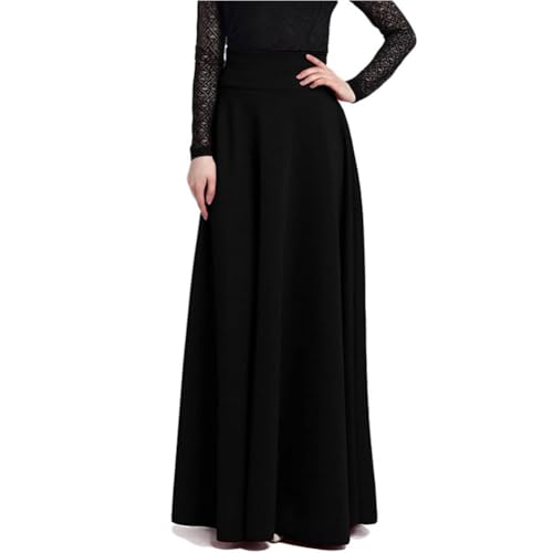 Womens Floor Length Skirt Elegant High Waist A-line Casual Vintage Solid Color Maxi Skirt