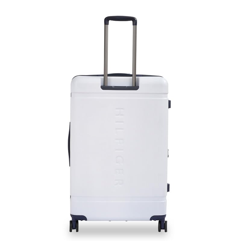 Image of TOMMY HILFIGER Millennia Large Hard Luggage - White |Check-in Trolley Bag with TSA Lock | 360 Spinner Double Wheels | Telescopic Handle | Polycarbonate Hardshell Suitcase | 89L Capacity | 78cm