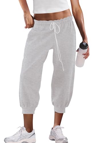 Panadila Womens Sweatpants Capri Pants Drawstring Elastic Waist Sweat Pants Cropped Casual Workout Joggers with Pockets3
