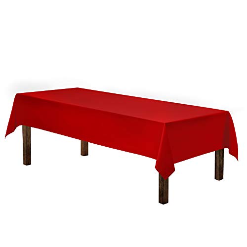 Gee Di Moda Rectangle Tablecloth - 60 x 126 Inch Red Table Cloth for 8 Foot Rectangle Tables - Heavy Duty Washable Fabric - for Holiday Party, Dinner, Weddings, Baby Shower & Events – Image 3