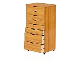 ADEPTUS 76154  8 Drawer Wide Roll Cart, Medium Pine