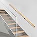 7FT Pine Wood Stair Handrail, 330.69lb Capacity, Anti-Slip, Natural Wood, Wall-Mounted with 3 Brackets, for Indoor Stairs, Lofts