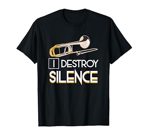 Trombonista música presente destrói o silêncio t-shirt, Preto, S