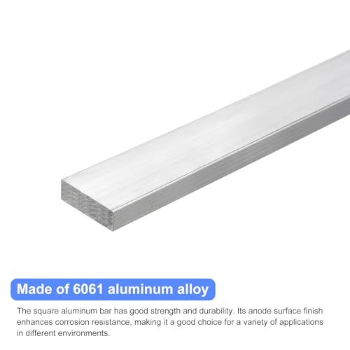 Image of uxcell Square Aluminum Flat Bar, 3 /8 inch Thick 1.4 inch Width 10 inch Length Square Aluminum Bar 6061 Aluminum Flat Plate, 10 x 35 x 254mm T6511 Solid New Mill Stock for Industrial Building