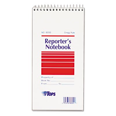 Tops Gregg Ruled Reporter's Notebook - 70 Sheet - Gregg Ruled - 4" x 8" - 12 / Pack - White