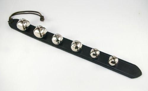 Silver Sleigh Bell Black Leather Door Decoration Hanger
