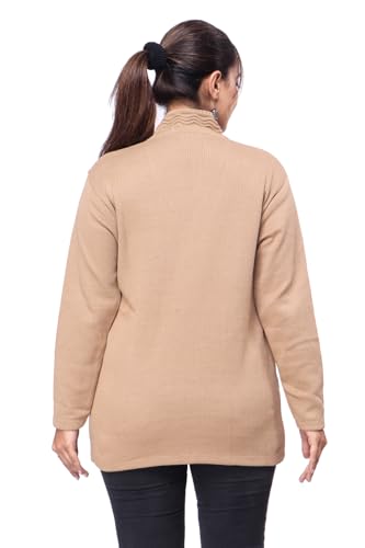 Image of Women Long Chain Design Woolen Winter WEAR Coat Cardigan (DKSELF)