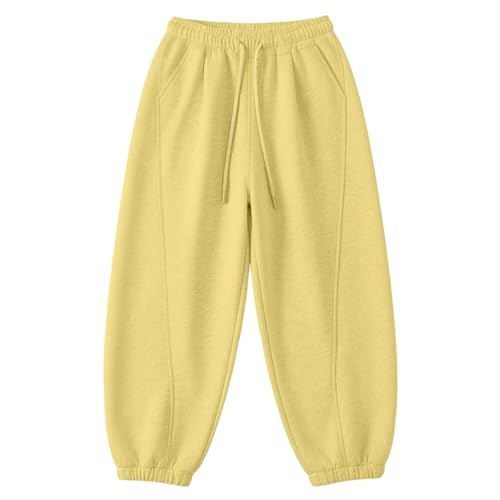 Pantalones deportivos para niños con forro polar y bolsillos, corte recto holgado