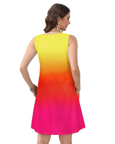 Image of CHICGAL Womens Summer Dresses Casual Sleeveless Loose T Shirt V Neck Sundress Swing Beach Cover Up with Pockets 2026